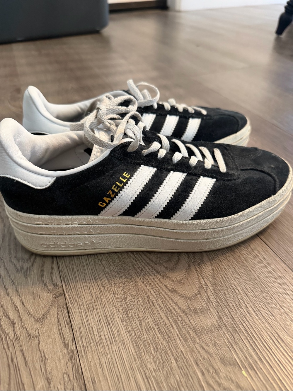 adidas Gazelle Platform Sneakers in Black and White
